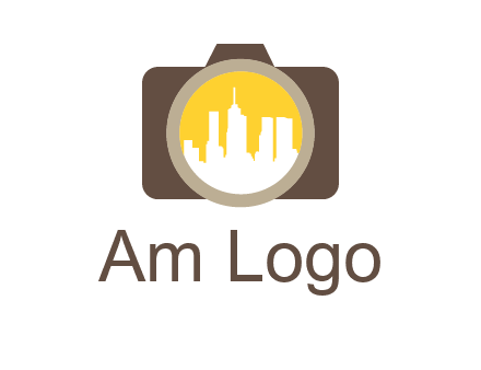 skyscrapers in camera lens photography logo
