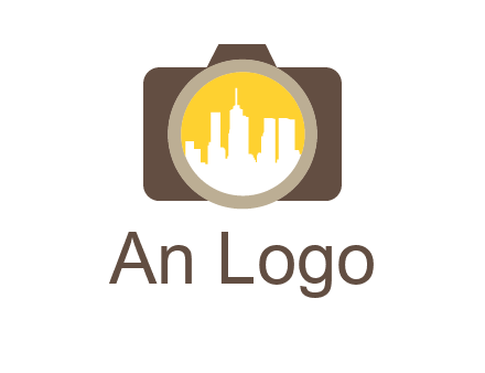 skyscrapers in camera lens photography logo