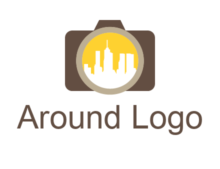 skyscrapers in camera lens photography logo