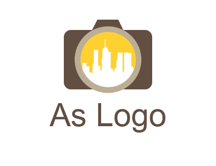 skyscrapers in camera lens photography logo