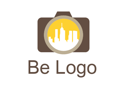 skyscrapers in camera lens photography logo