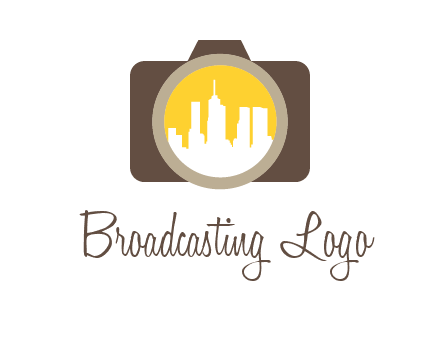 skyscrapers in camera lens photography logo