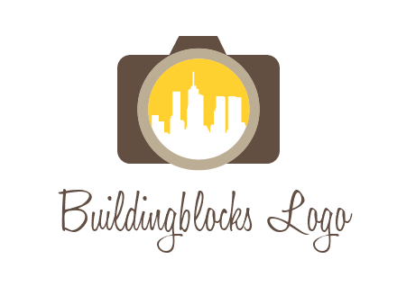 skyscrapers in camera lens photography logo