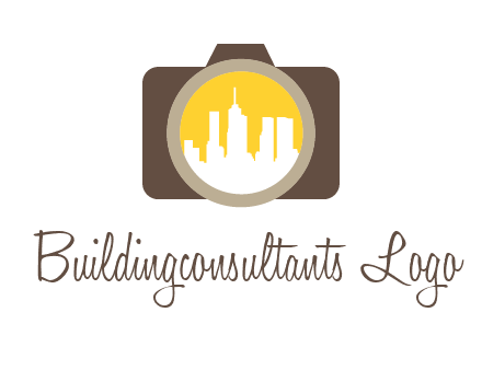 skyscrapers in camera lens photography logo