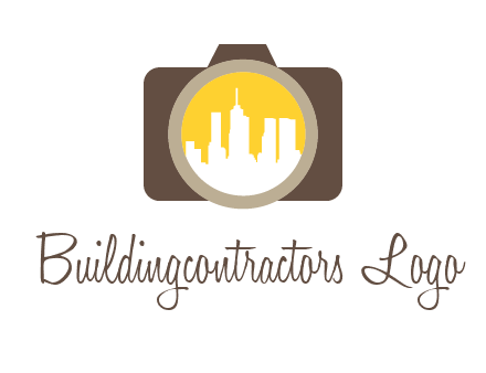 skyscrapers in camera lens photography logo