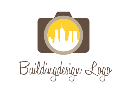 skyscrapers in camera lens photography logo