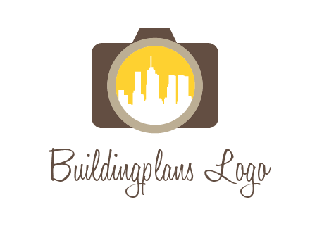 skyscrapers in camera lens photography logo