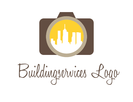 skyscrapers in camera lens photography logo