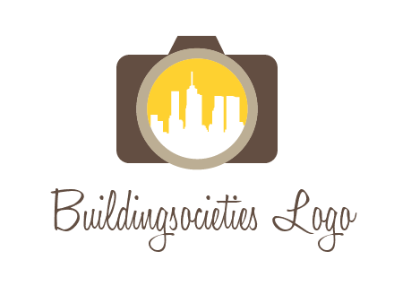skyscrapers in camera lens photography logo