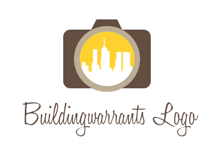 skyscrapers in camera lens photography logo