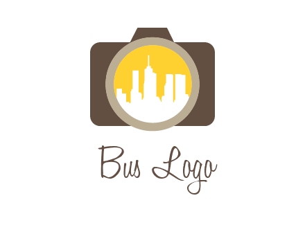 skyscrapers in camera lens photography logo