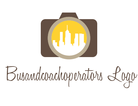 skyscrapers in camera lens photography logo