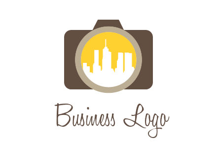 skyscrapers in camera lens photography logo