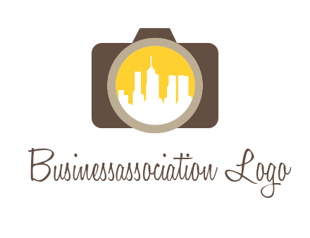 skyscrapers in camera lens photography logo