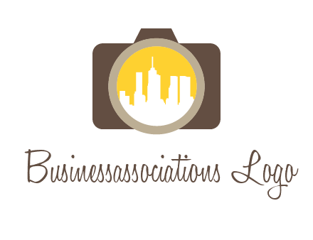 skyscrapers in camera lens photography logo