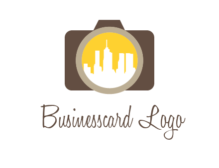 skyscrapers in camera lens photography logo