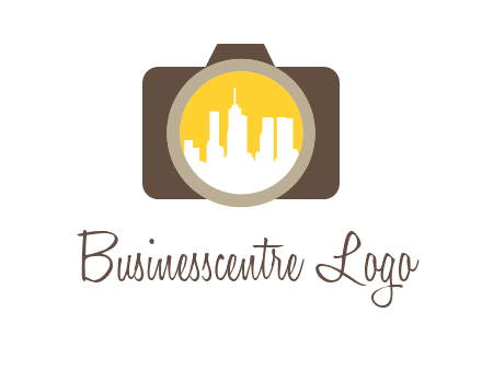 skyscrapers in camera lens photography logo