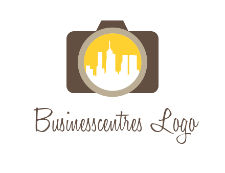 skyscrapers in camera lens photography logo