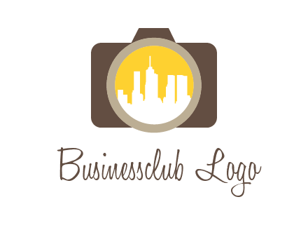 skyscrapers in camera lens photography logo