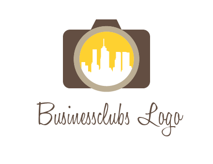 skyscrapers in camera lens photography logo