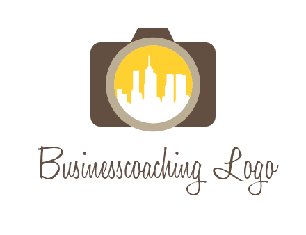 skyscrapers in camera lens photography logo