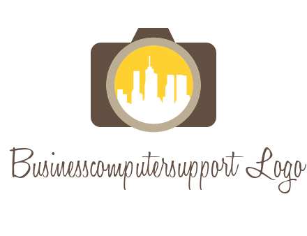 skyscrapers in camera lens photography logo