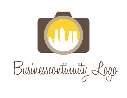 skyscrapers in camera lens photography logo
