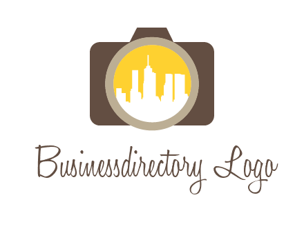 skyscrapers in camera lens photography logo