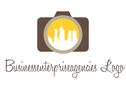 skyscrapers in camera lens photography logo