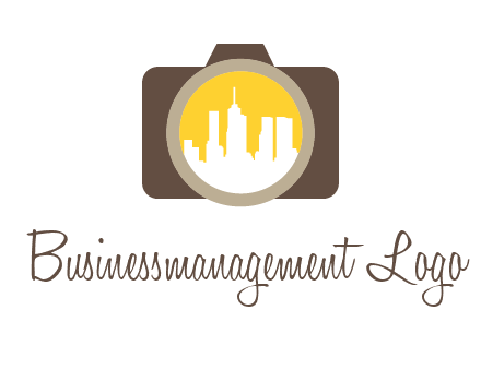 skyscrapers in camera lens photography logo