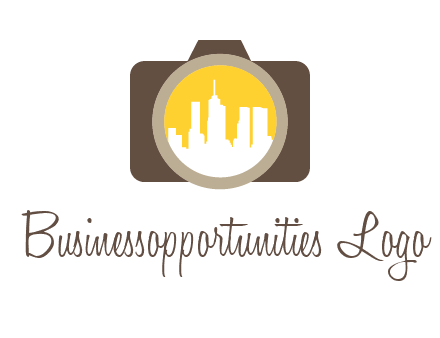 skyscrapers in camera lens photography logo
