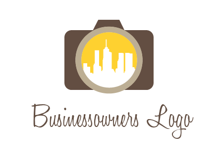 skyscrapers in camera lens photography logo