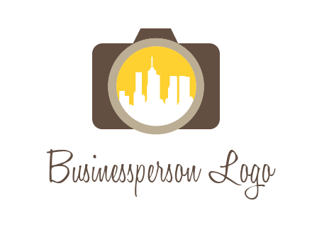 skyscrapers in camera lens photography logo