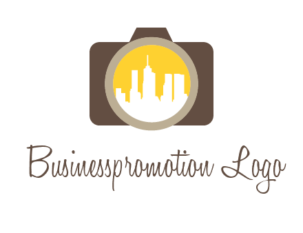skyscrapers in camera lens photography logo