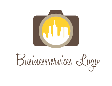 skyscrapers in camera lens photography logo