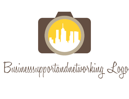 skyscrapers in camera lens photography logo