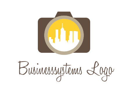 skyscrapers in camera lens photography logo
