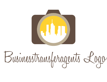 skyscrapers in camera lens photography logo