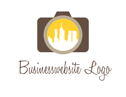 skyscrapers in camera lens photography logo