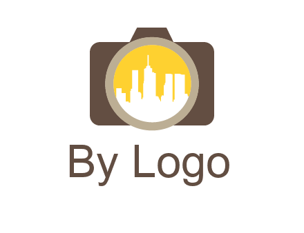 skyscrapers in camera lens photography logo