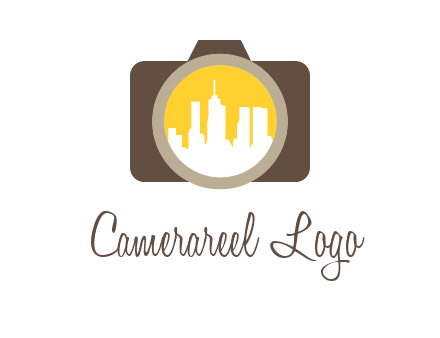 skyscrapers in camera lens photography logo