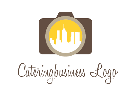 skyscrapers in camera lens photography logo