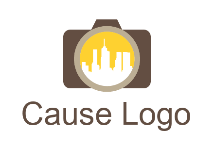 skyscrapers in camera lens photography logo
