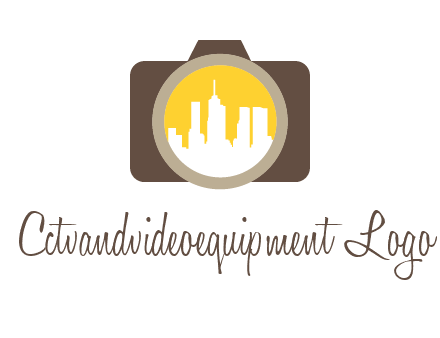 skyscrapers in camera lens photography logo