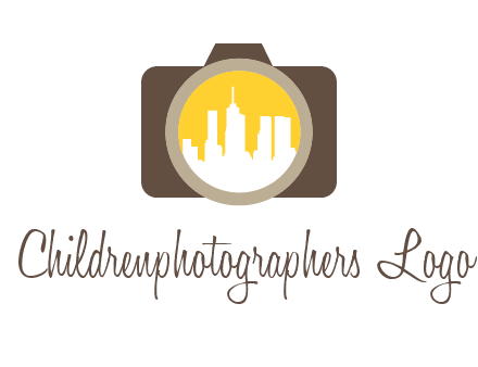 skyscrapers in camera lens photography logo