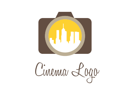 skyscrapers in camera lens photography logo
