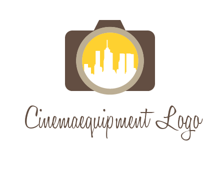 skyscrapers in camera lens photography logo