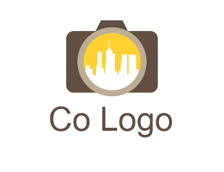 skyscrapers in camera lens photography logo