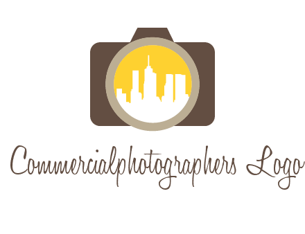 skyscrapers in camera lens photography logo