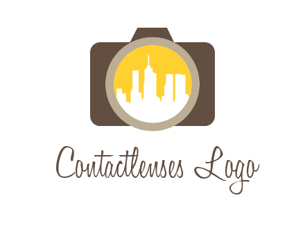 skyscrapers in camera lens photography logo